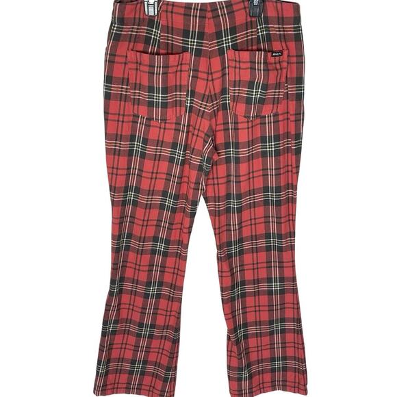 RVCA x STELLA MAXWELL Ramone Red Plaid Midrise Pant size 28 - Picture 7 of 7
